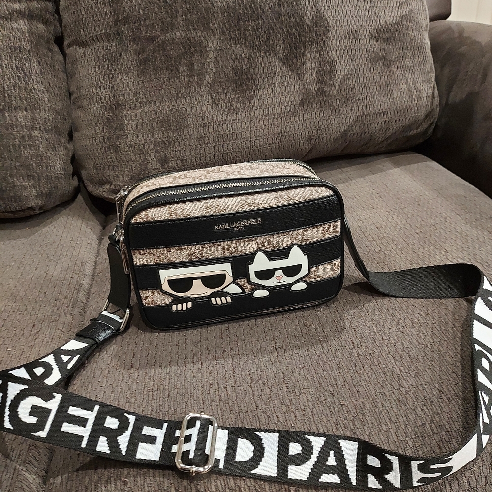 Karl Lagerfeld Paris Maybelle Striped Crossbody Bag